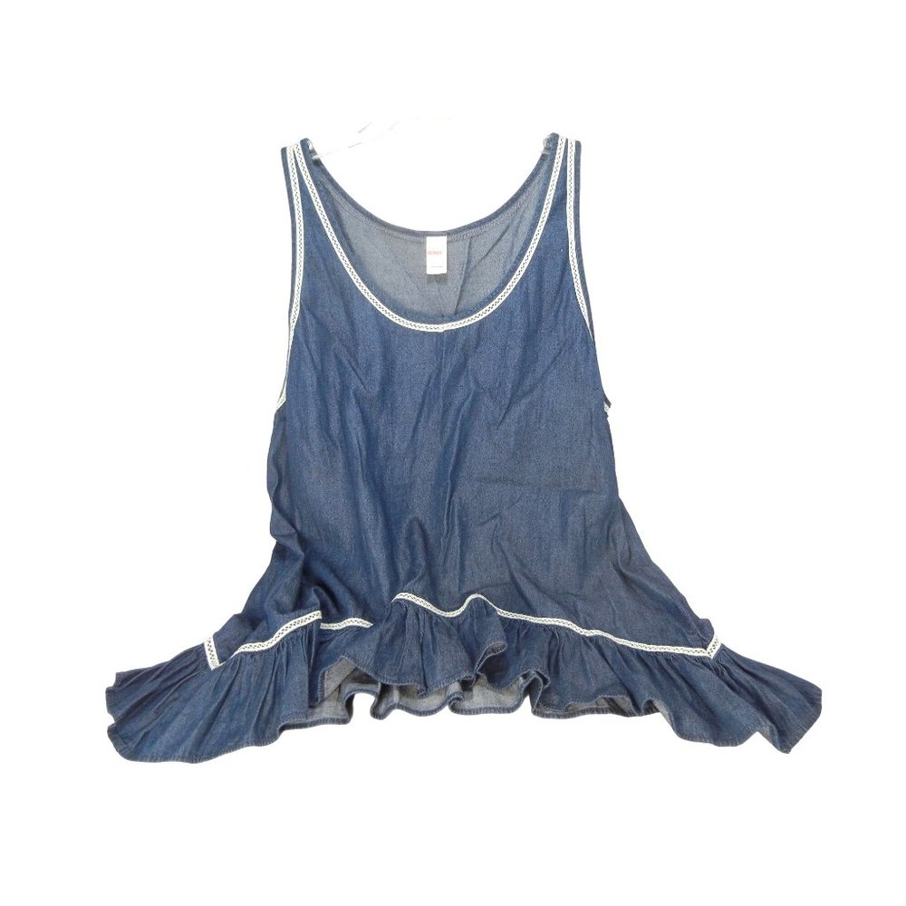 Bongo sleeveless top, ruffled hem, Large,40 in chest preowned, nice summer cover
